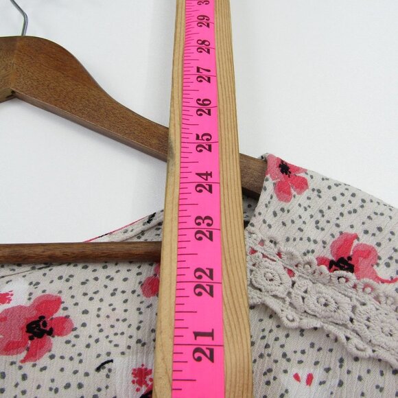 Angels Womens 3/4 Sleeve Button Front Floral Peplum Blouse Top XL Casual Rayon - Picture 13 of 14